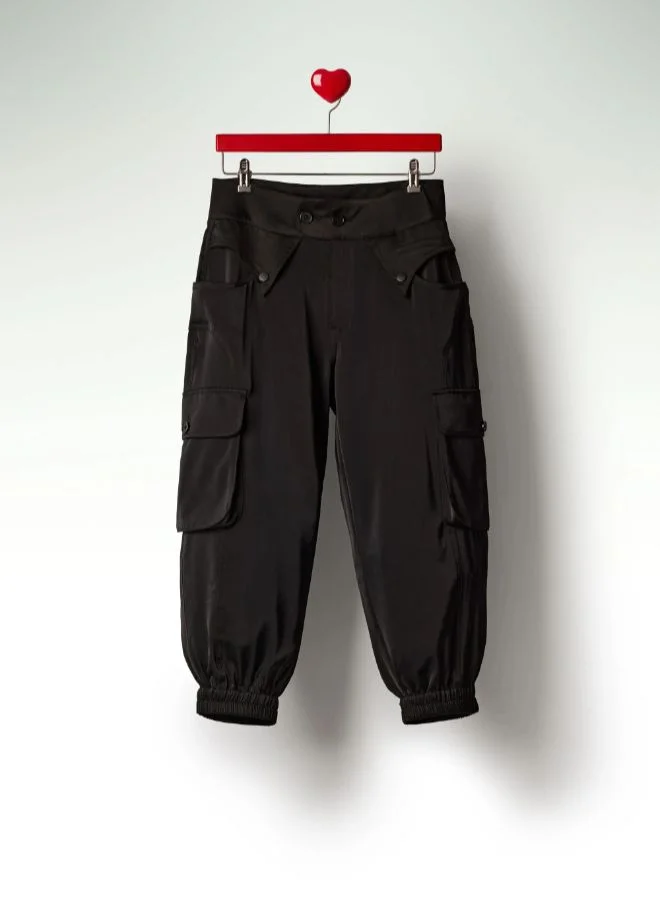 DESIGUAL Black Cargo Capri Pants for Women | Best Price UAE